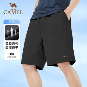 骆驼运动短裤男2024春夏外穿复古薄款透气跑步训练健身速干运动裤 C23BAXM010A_C13BAXM009A