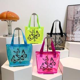 【夏季新品，轻盈时尚】休闲果冻纯色透明包 2024夏季包包 大容量女士单肩包 新款时尚托特包-QQ