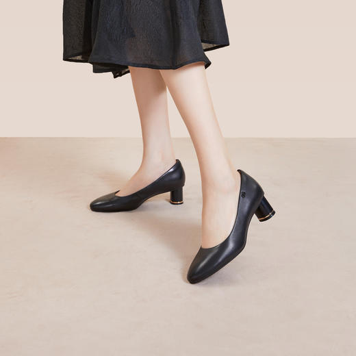 【静音系列】千百度羊皮浅口单鞋女款秋季法式高跟鞋通勤A24481807 商品图4