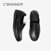 千百度男鞋一脚蹬皮鞋秋季男士商务真皮休闲皮鞋黑色通勤A24454020 商品缩略图2