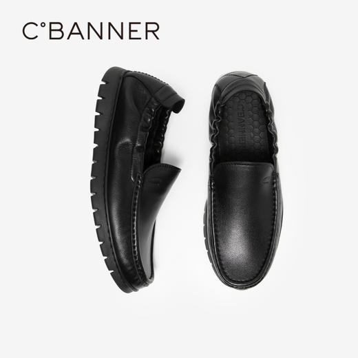 千百度男鞋一脚蹬皮鞋秋季男士商务真皮休闲皮鞋黑色通勤A24454020 商品图2