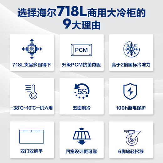 海尔（Haier）718升卧式商用家用冰柜 商用大容量冷藏柜大冷冻柜冰柜家用大冷柜BC/BD-718GHEPD  JD 商品图1