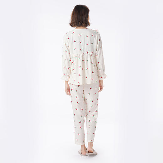 都市丽人睡衣亲情蜜语长袖家居服软绵绵提花薄女士软绵绵长袖长裤LHT9B1 商品图3