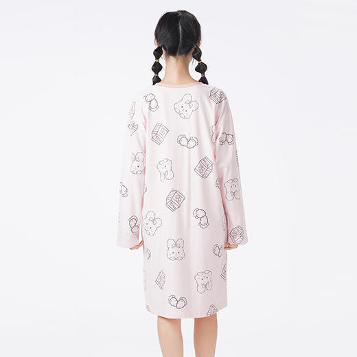 都市丽人睡衣超值精选长袖裙家居服26支CVC单面薄女士棉质睡裙LHT6G5 商品图3
