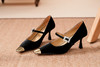 豪麟名鞋奥莱迪嘉女鞋玛丽珍鞋丝绸牛皮革DJELA41WP025黑色  原价1960元 商品缩略图3