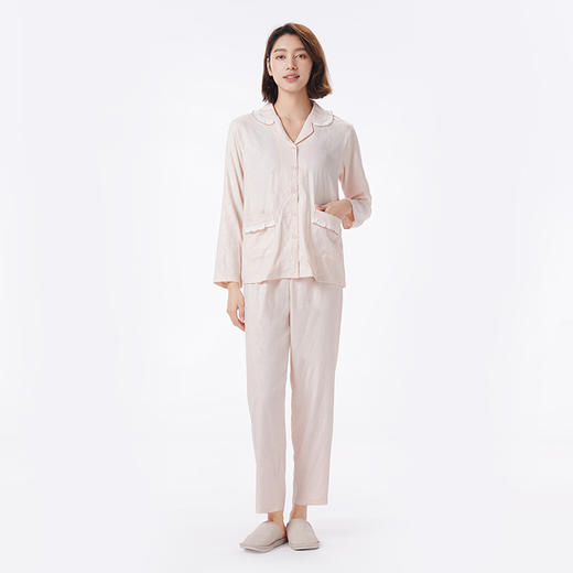 都市丽人睡衣好睡好眠长袖家居服软绵绵压花薄女士软绵绵长袖长裤LHT1R2 商品图1