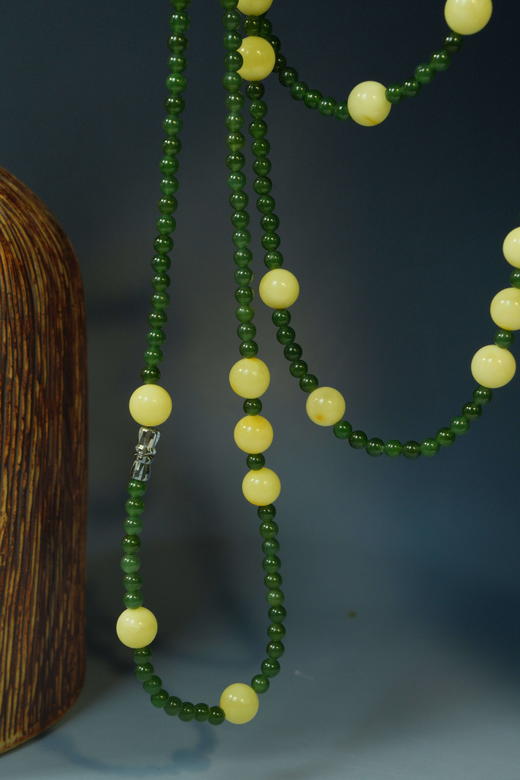 【古典浪漫蜜蜡节】-39号<青玉案>一款多戴白蜜碧玉项链 商品图4