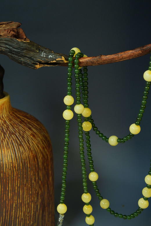 【古典浪漫蜜蜡节】-39号<青玉案>一款多戴白蜜碧玉项链 商品图7