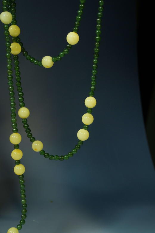 【古典浪漫蜜蜡节】-39号<青玉案>一款多戴白蜜碧玉项链 商品图6