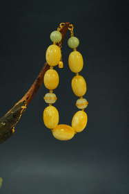 【古典浪漫蜜蜡节】-26号<霜天晓角>白蜜枣珠手串