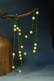 【古典浪漫蜜蜡节】-39号<青玉案>一款多戴白蜜碧玉项链