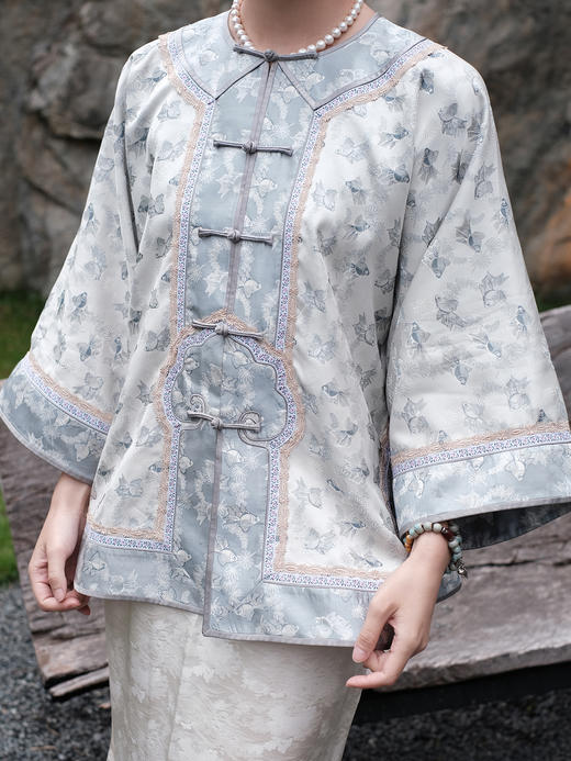 盛唐牡丹盛奢系列| 限量款| 高货-真丝宋锦金鱼如意对襟女外套(特殊商品不退不换) 商品图1