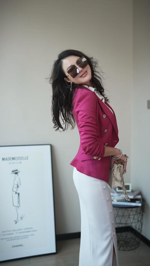 “非凡洋红”2024新款巴尔曼版型小西装绵羊毛弹力透气单西颈袖添香WT4XC377932 商品图2