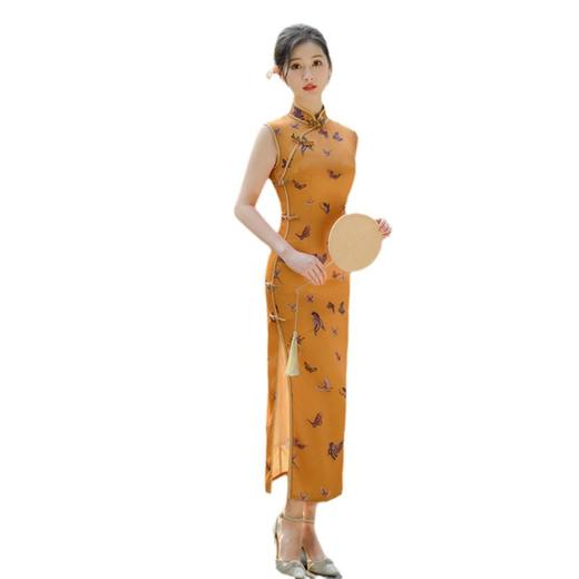 2024春夏新款时尚改良年轻女士仿醋酸长款无袖旗袍SYK299108 商品图4