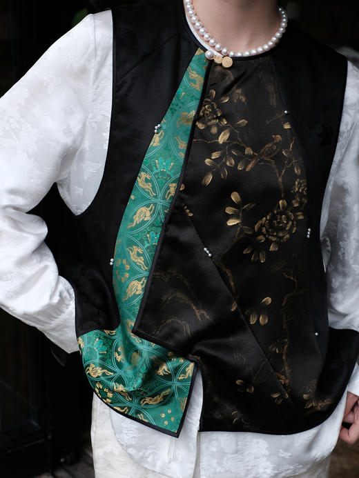 盛唐牡丹盛奢系列| 限量款| 高货-宋锦手绘香云纱背心(特殊商品不退不换) 商品图1