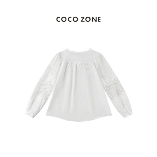 COCO ZONE 法式复古长袖楼口设计上衣前幅收褶衬衣 23C18754 商品图1