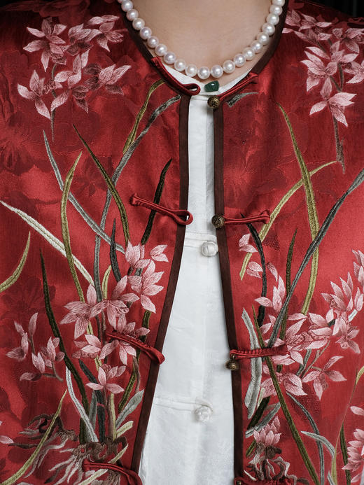 盛唐牡丹盛奢系列| 限量款| 高货-手绣兰花对襟古董马甲(特殊商品不退不换) 商品图3
