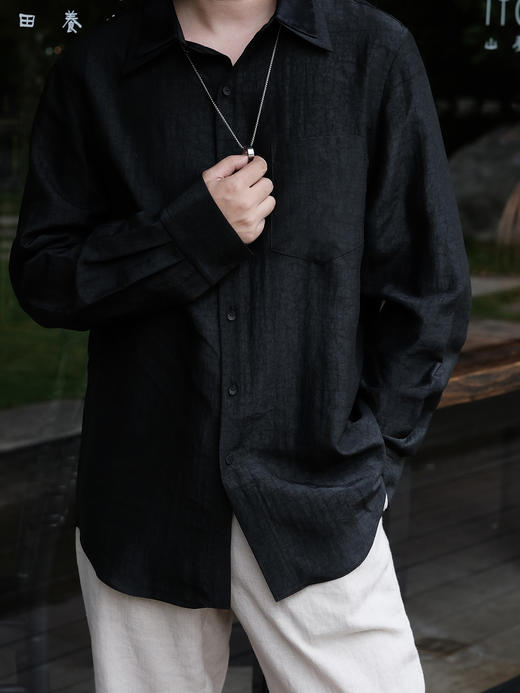 盛唐婧| 男士龟裂纹莨绸长袖上衣 商品图7