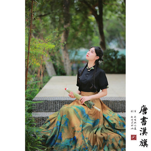 【千里江山·入画】马面裙水仙纱国画山水改良国风新中式马面套装 商品图1