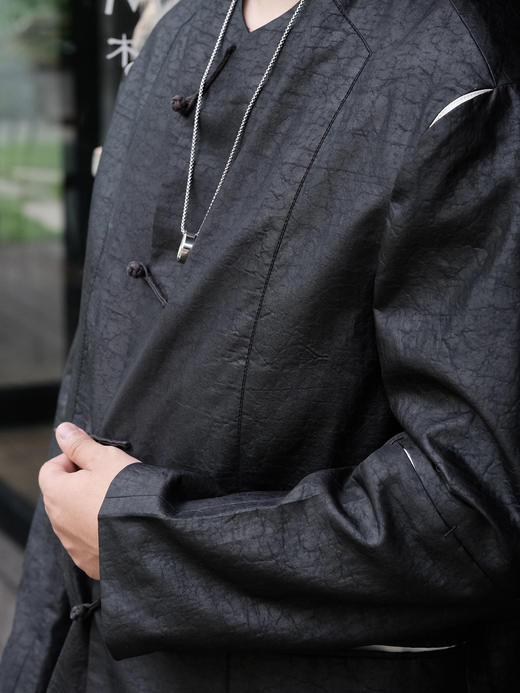 盛唐婧| 男士新中式龟裂纹莨绸上衣 商品图3