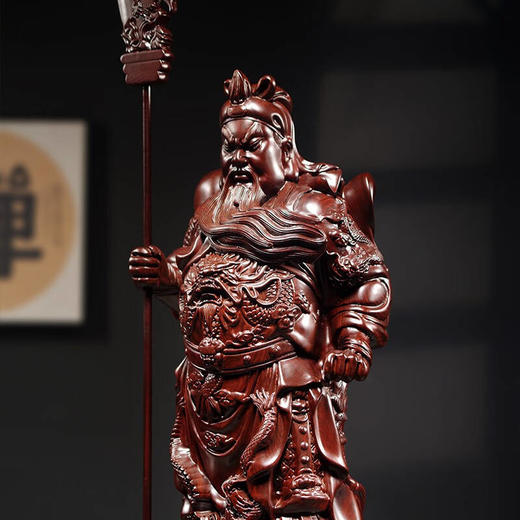 黑檀圆木雕刻武财神【立刀款】人像高：76厘米含刀 商品图5