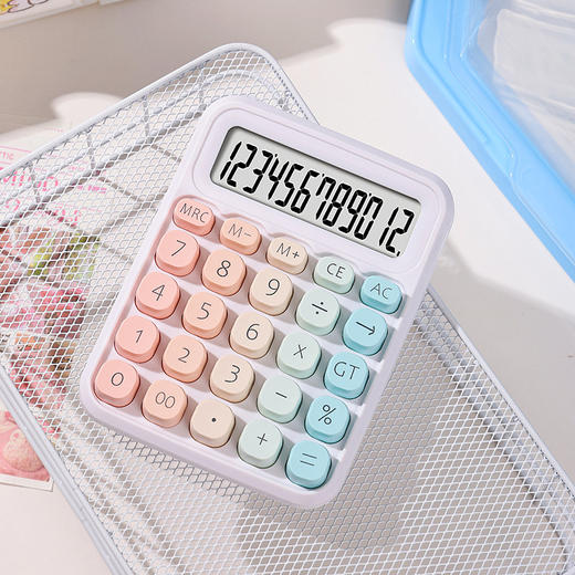 【高颜值多巴胺渐变计算机】渐变计算器高颜值方糖键盘，防滑垫底放置稳固ABS抗摔材质，多功能计算机学生可爱办公财会专用計算機QQ 商品图5