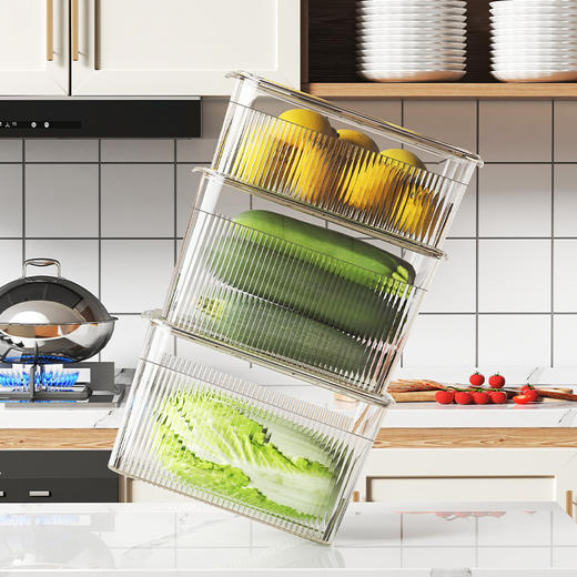 【全新升级，多功能冰箱透明收纳盒】冰箱收纳盒透明特大容量，晶莹剔透新鲜看得见，水果蔬菜收纳井井有条储物盒冷藏冷冻沥水保鲜盒整理盒QQ 商品图2