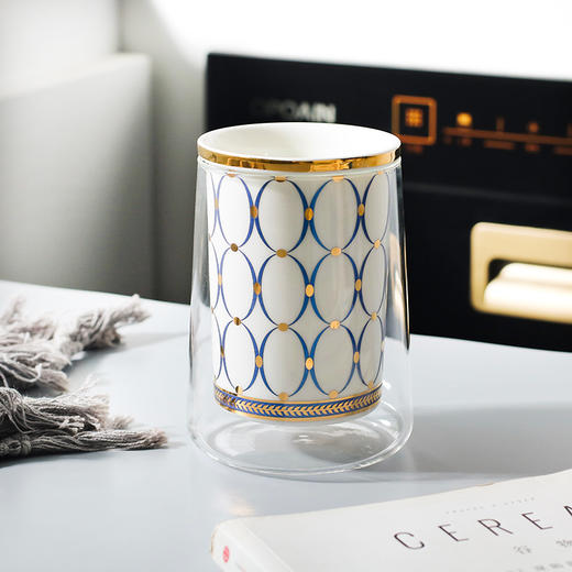 诺轩可圈轻奢可点陶瓷筷子沥水架蓝色筷笼筷子筒 商品图5