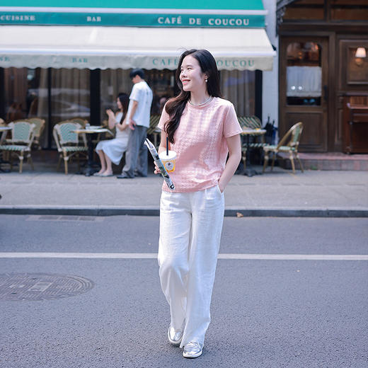 【回馈粉丝】千鸟格桑蚕丝拼接t 商品图5