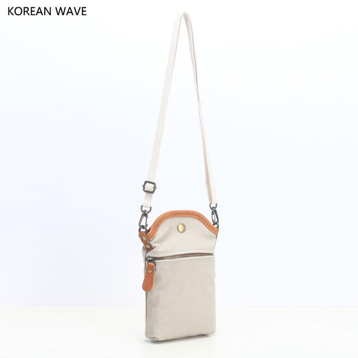 日系简约纯色帆布手机包 商品图2