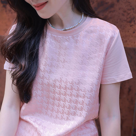 【回馈粉丝】千鸟格桑蚕丝拼接t 商品图2