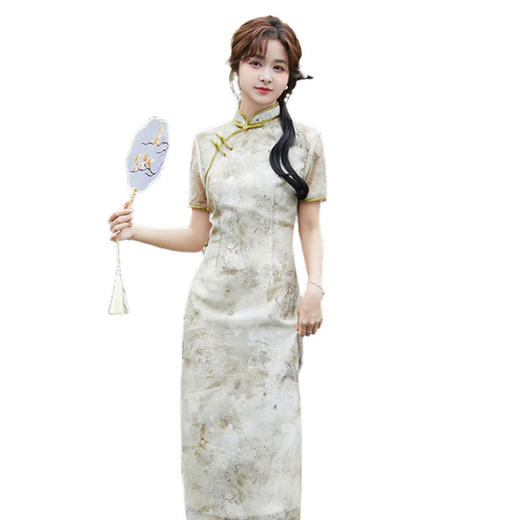 SYG2024年新款旗袍春秋款中式妈妈旗袍年轻款三分袖女复古修身礼服 商品图4