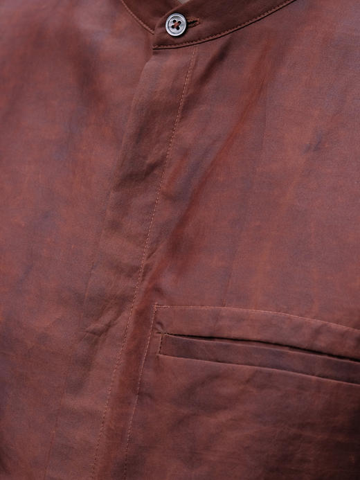 盛唐婧| 男士红云纱立领莨绸男衬衫 商品图3