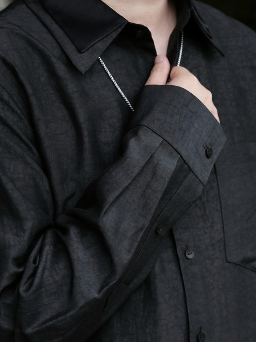 盛唐婧| 男士龟裂纹莨绸长袖上衣 商品图3