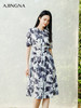 【商场同款】阿菁娜2024夏季新款桑蚕丝印花收腰连衣裙A30X212073 商品缩略图2