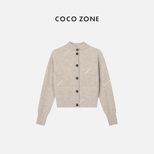 COCOZONE100%羊毛秋季简约针织开衫圆领排扣外套23C19267 商品图0