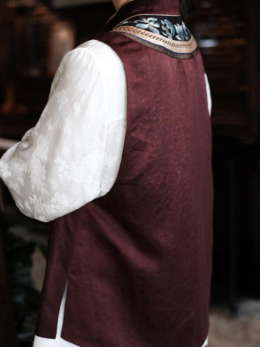 盛唐牡丹盛奢系列| 限量款| 高货-绣花偏襟兰花卷草纹大如意马甲-红色(特殊商品不退不换) 商品图3