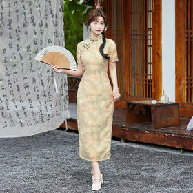 SYG2024年新款旗袍三分袖女春秋款复古修身礼服中式妈妈旗袍年轻款