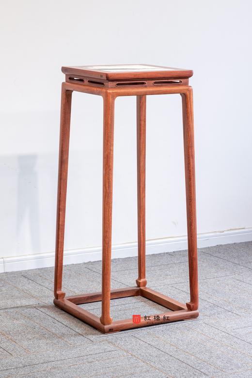 红桥红  家具严选  缅甸花梨（大果紫檀）【石面 98 明式托泥束腰 花架】 商品图1