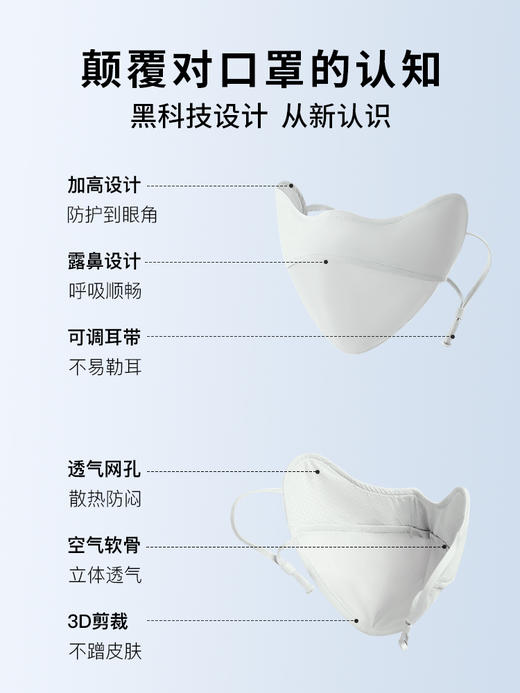 C2-润微冰感防晒口罩 UPF50+ 防晒至眼角大遮挡冰感口罩/紫外线阻隔率≥98%防晒  飒气小V 口罩 商品图6