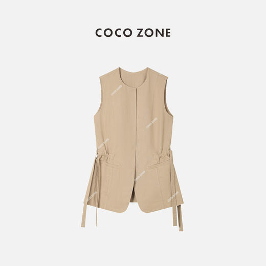 COCO ZONE 休闲百搭马甲系绳收腰短款外搭显瘦背心 23C18507 商品图0