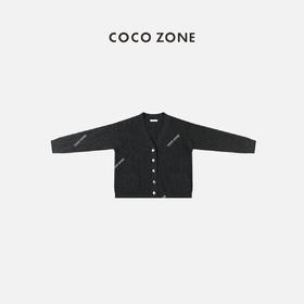 COCO ZONE秋季条纹针织开衫上衣V领单排扣外套 23C19382