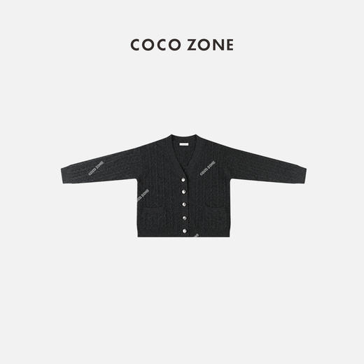 COCO ZONE秋季条纹针织开衫上衣V领单排扣外套 23C19382 商品图0