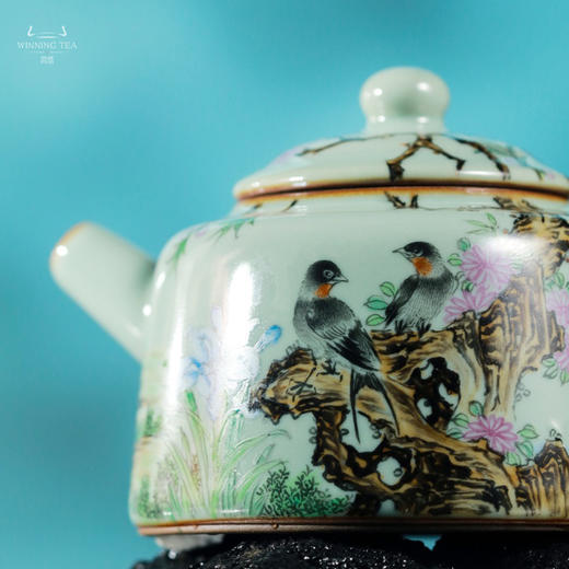 问鼎鼎峰柴窑天青金钟壶 (鸟语花香) 商品图1