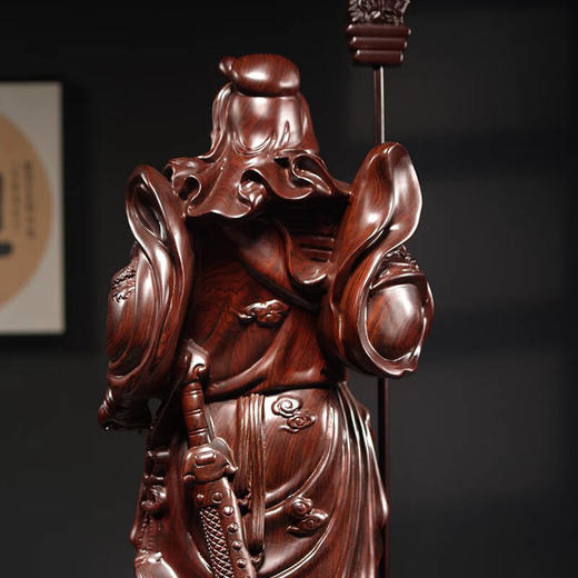 黑檀圆木雕刻武财神【立刀款】人像高：76厘米含刀 商品图4