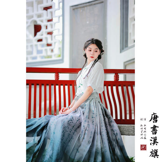 【清川墨染】马面裙欧根纱改良国风新中式水绿色马面套装 商品图4