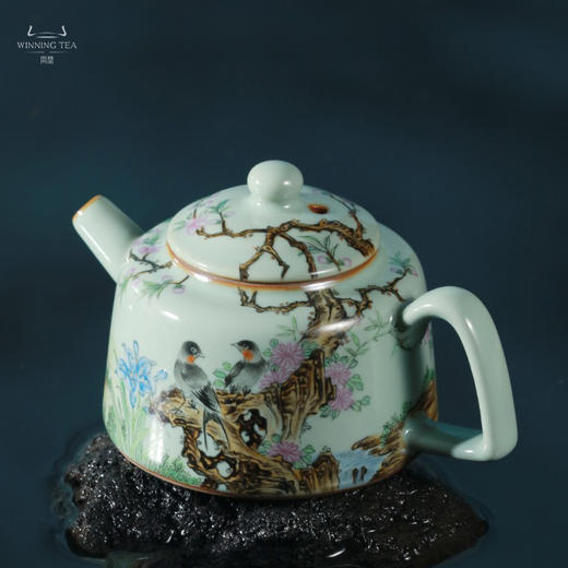 问鼎鼎峰柴窑天青金钟壶 (鸟语花香) 商品图3