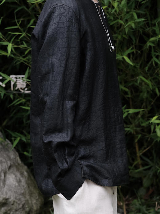 下架 |盛唐婧| 男士龟裂纹莨绸暗筒套头男恤 商品图4