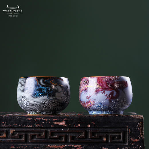 问鼎鼎峰柴窑天青华容杯(龙凤呈祥)（缺货） 商品图0