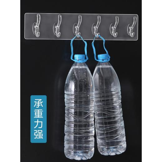 【免打孔设计！连排粘钩】透明无痕衣帽挂钩墙上门后免打孔6连5连强力粘钩壁挂式联排衣挂钩，上下两用挂钩，合理利用空间。ry 商品图3